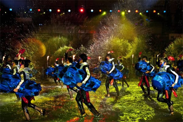 Procession of performers with drums