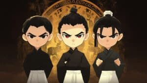 3 Young Chinese secret society members